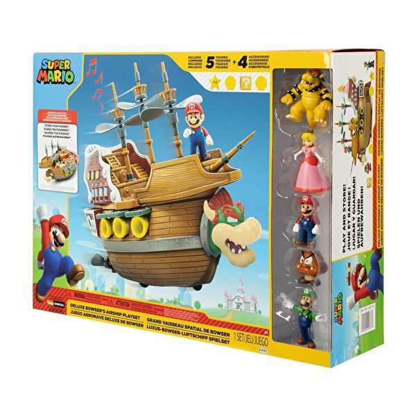Ni̇ntendo Super Mari̇o Deluxe Oyun Seti̇ Bowser shi̇p Dahi̇l 5 Fi̇gür 6.5 Cm