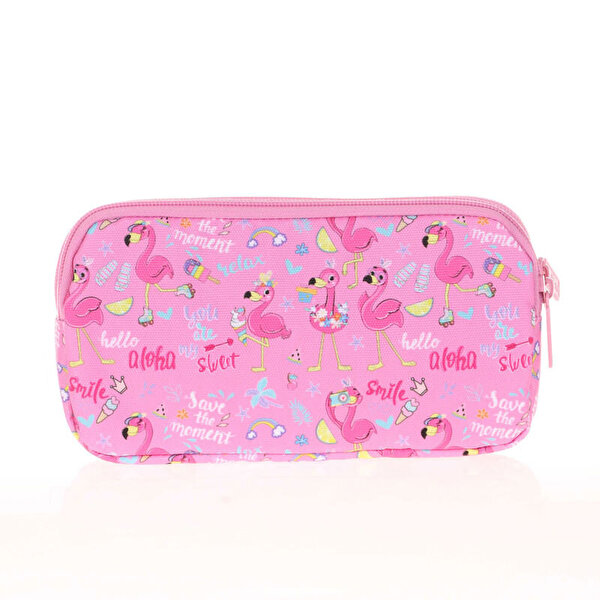 Kaukko Kids&Love Aynalı Taşlı Flamingo 3 Bölmeli̇ Kalemlik Çantası