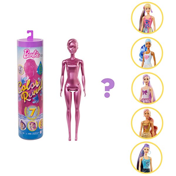 Barbie Color Reveal Renk Değiştiren Sürpriz Barbie Işıltılı Bebekler Serisi GWC55