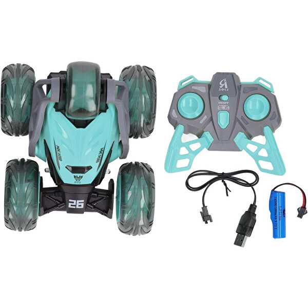 Uzaktan Kumandalı Led Işıklı ve Müzikli Akrobat Araba 360° Dönebilen Stunt Araba Yeşil