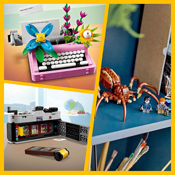 LEGO 3’lü Özel Set Paketi Retro Kamera + Çiçekli Daktilo + Harry Potter Aragog Macerası Seti