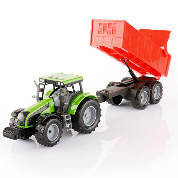 Römorklu Pilli Traktör Yeşil