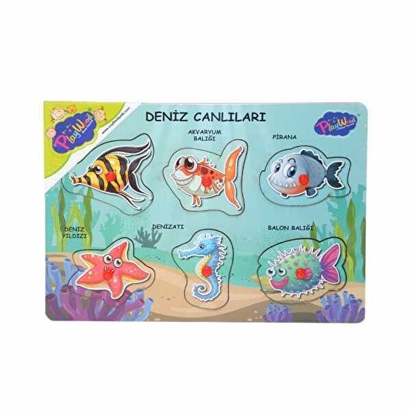 Playwood Ahşap Tutmalı Deniz Canlıları Puzzle