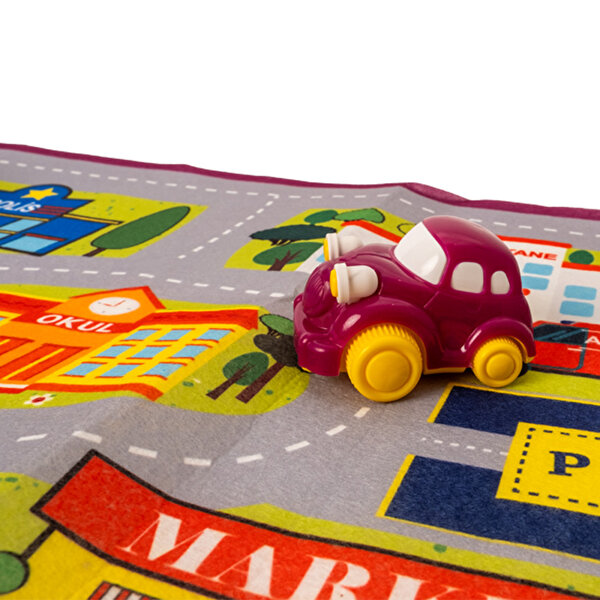 Afacan Arabalar ve Oyun Halısı Mor ve Mavi Araba