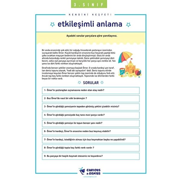 3.Sınıf - Bilişsel Beceriler Geliştirme Aktiviteleri Seti (A-B-C seri)