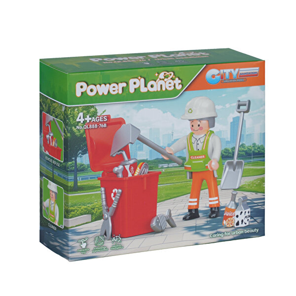 Power Planet Temizlik Görevlisi Figürlü Yapı Blok Oyuncak Seti B