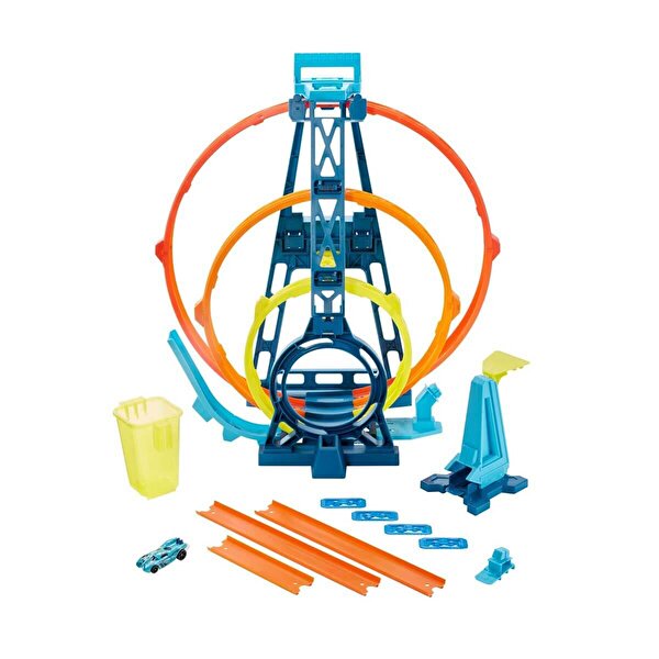 Hot Wheels Track Builder Üçlü Çember Aksiyonu Seti