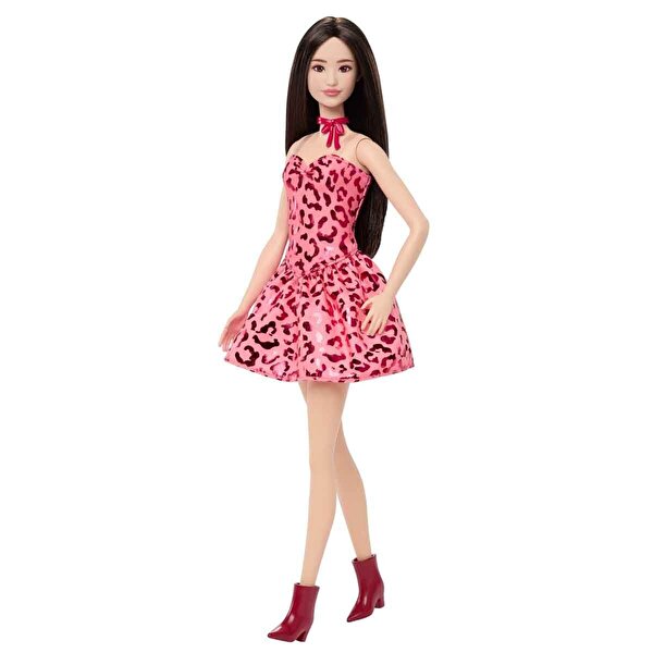 Barbie Leopar Elbiseli Fashionistas Bebeği JJN59