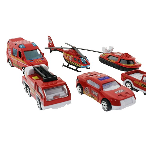 10'lu Die Cast Metal İtfaiye Araçları Seti 660 A147
