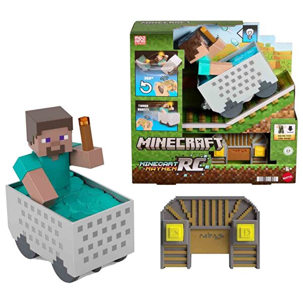 Minecraft Işıklı Uzaktan Kumandalı Minecart ve Steve Figürü JMT40