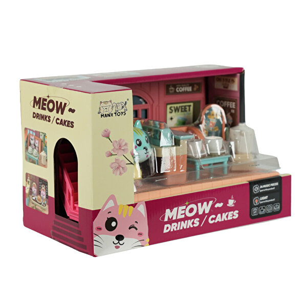 Sesli ve Işıklı Minyatür Kedi Cafesi Seti