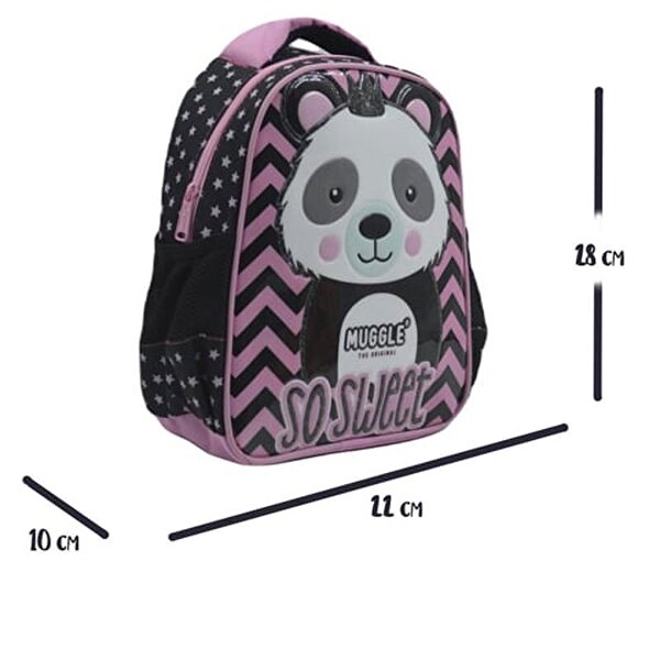 Muggle Tek Bölmeli Panda Siyah Anaokulu Sırt Çantası 7327