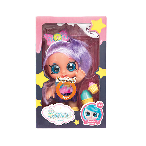 Roza Şeker Kız Mor Etekli Fonksiyonlu Bebek