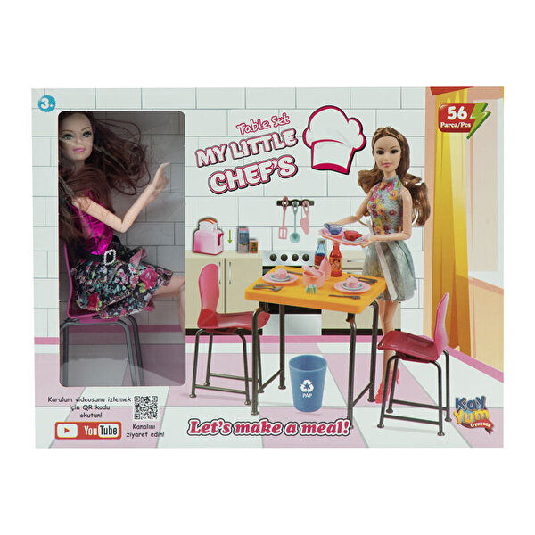 My Little Chef Table Mutfak Seti  Çiçekli Elbiseli Bebek