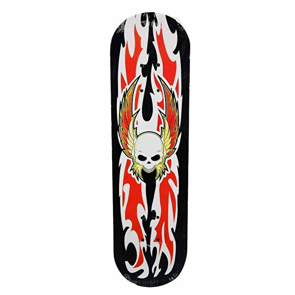 Büyük Tahta Kaykay 70x20 cm Kanatlı Kuru Kafa