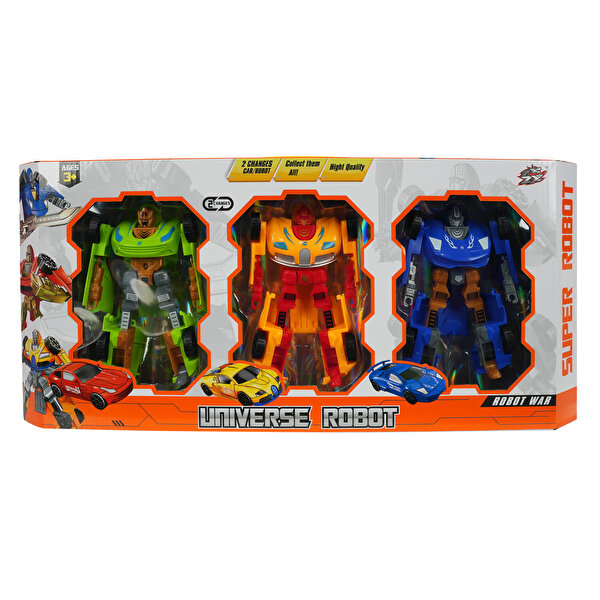 3'lü Büyük Dönüşebilen Robotlar Yeşil Sarı Mavi