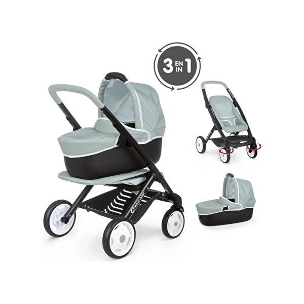 Smoby Maxi Cosi & Quinny Gri 3'ü1 arada Oyuncak Bebek Arabası