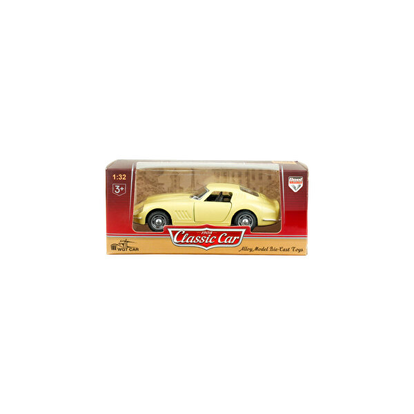 Die Cast 1:32 Klasik Spor Çek Bırak Araba Açık Sarı