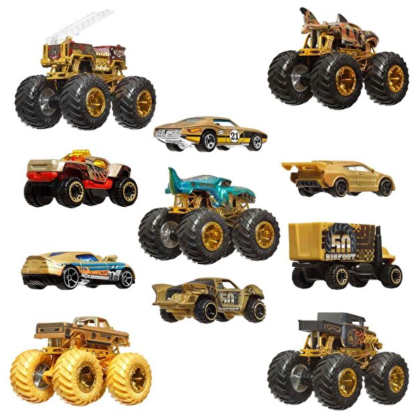 Hot Wheels Monster Trucks Bigfoot Trophy Şampiyonları Araba ve Kamyon Çoklu Arabalar