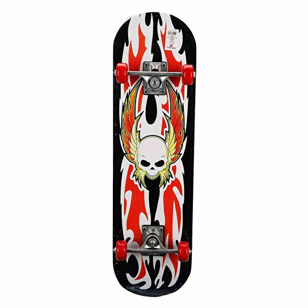 Büyük Tahta Kaykay 70x20 cm Kanatlı Kuru Kafa