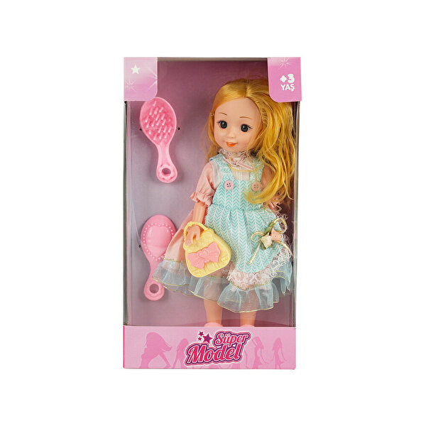 Çantalı ve Tarak Aksesuarlı Oyuncak Bebek Sarı Saçlı