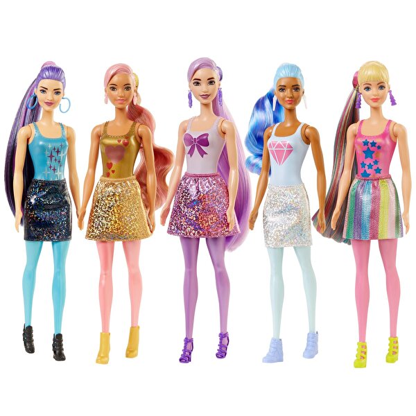 Barbie Color Reveal Renk Değiştiren Sürpriz Barbie Işıltılı Bebekler Serisi GWC55