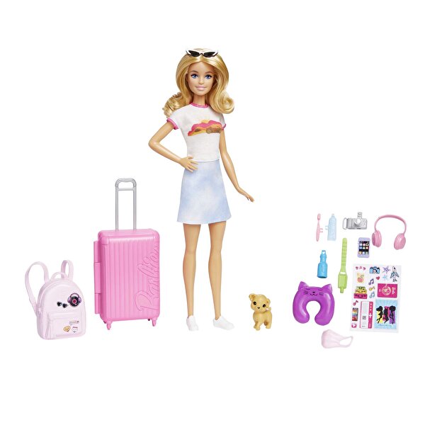 Barbie Seyahatte Bebeği ve Aksesuarları HJY18
