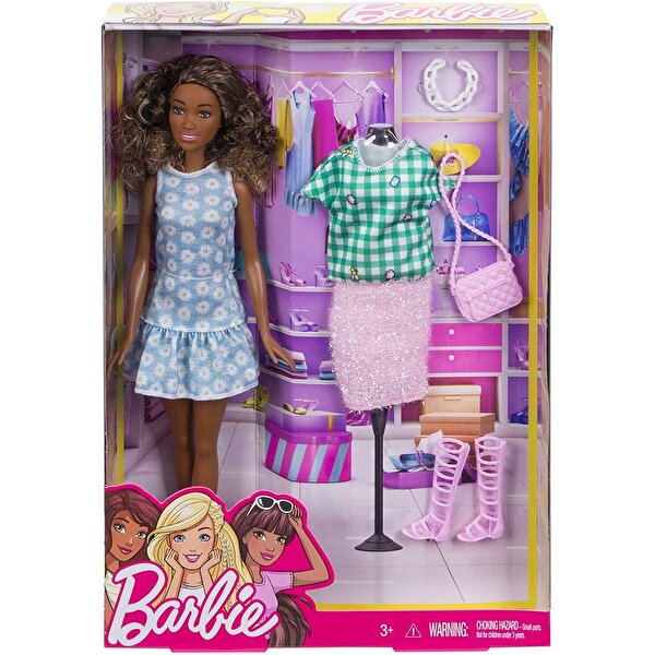 Barbie ve Harika Kıyafetleri Esmer Kıvırcık Saçlı FFF61
