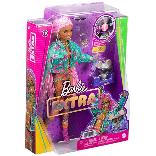 Barbie Extra Pembe Örgü Saçlı Bebek GXF09