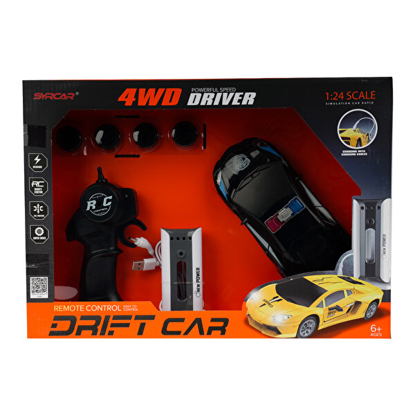 Şarj İstasyonlu Uzaktan Kumandalı Drift Siyah Araba