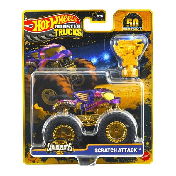 Hot Wheels Monster Trucks Bigfoot Trophy Şampiyonları Scratch Attack JDW04