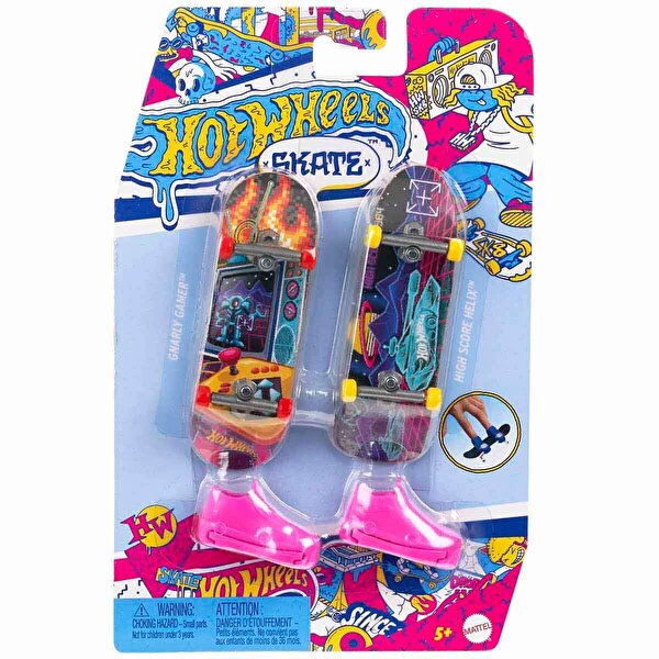 Hot Wheels Skate Retro Temalı İkili Parmak Kaykay ve Ayakkabı Paketleri HXL21