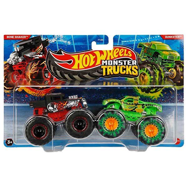 Hot Wheels Monster Trucks Güçlü İkili 1:64 Arabalar Bone Shaker ve Gunkster JCC75