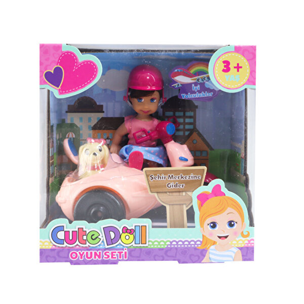 Sevimli Bebek Seyahat Seti Koyu Pembe Kasklı