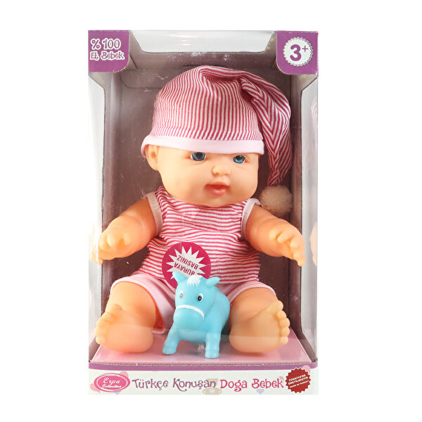 Doğa Et Bebek ve Minik Arkadaşı Koyu Pembe Beyaz Çizgili