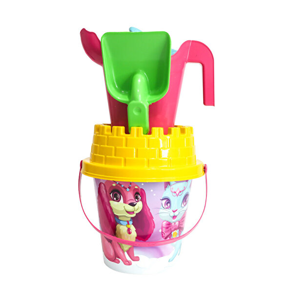 2015 Mas Resimli Çantalı Yuvarlak Kova Kırmızı