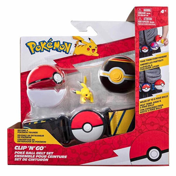 Pokemon Clip 'N' Go Pokeball Siyah Kemer ve Figür Seti Pikachu