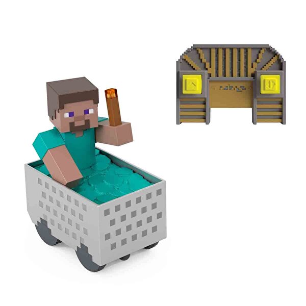 Minecraft Işıklı Uzaktan Kumandalı Minecart ve Steve Figürü JMT40