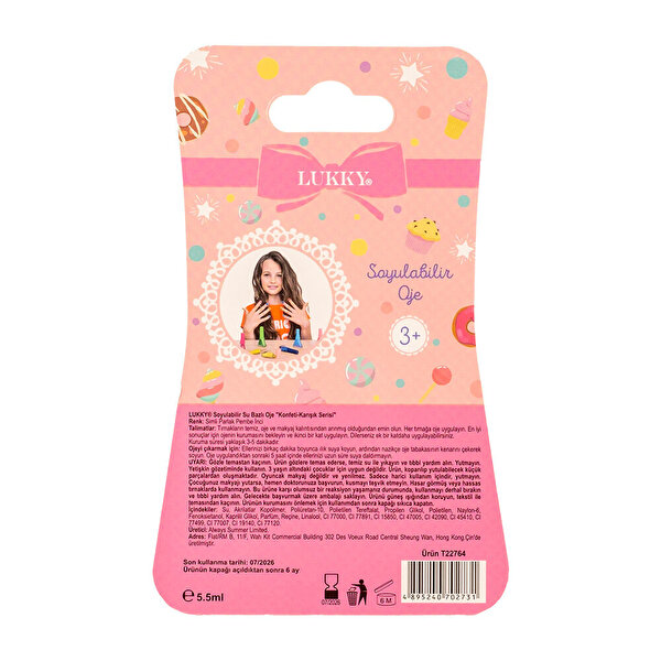 Lukky Su Bazlı Parlak Pembe İncili Soyulabilir Oje