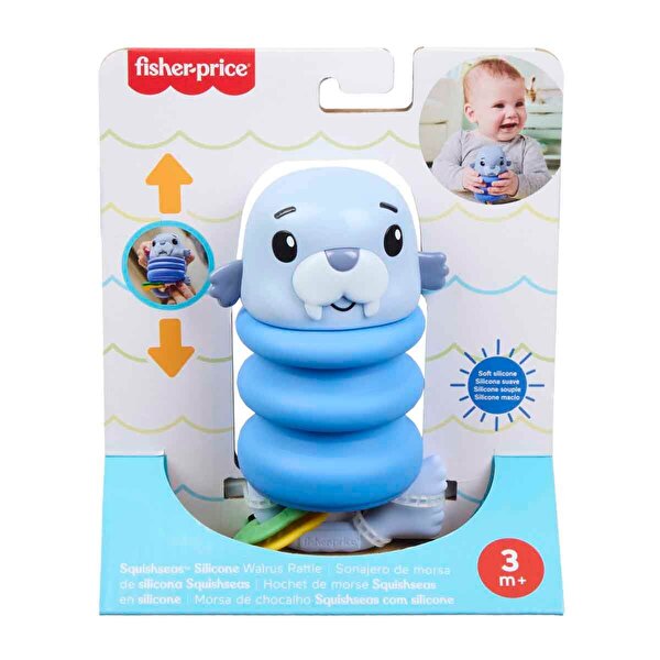 Fisher Price Deniz Dostları 2'si 1 Arada Silikon Çıngırak Walrus JHB56