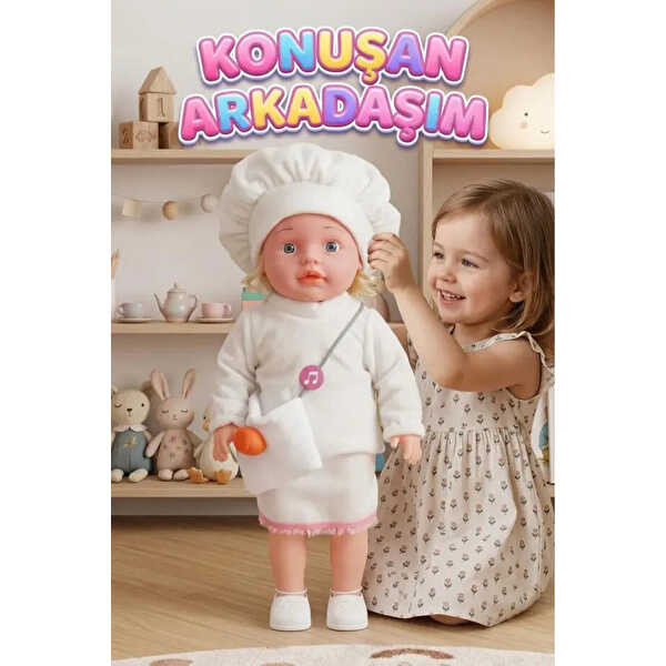 Konuşan Ezgi Beyaz Elbiseli Et Bebek 50 Cm