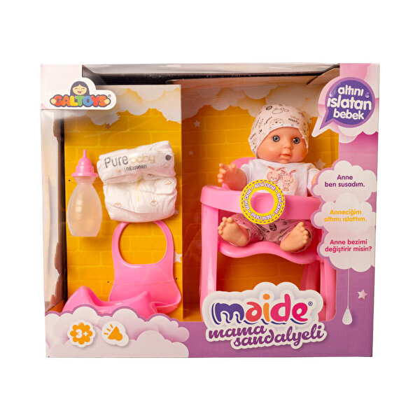 Konuşan Maide Bebek Mama Sandalyeli Oyun Seti Tavşanlı Tişörtlü