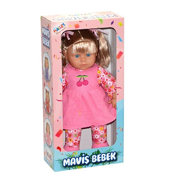 Maviş Bebek Pembe Çiçekli Elbiseli 42 Cm