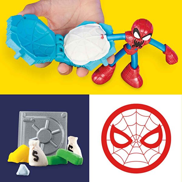 Play Doh Marvel Spider Man Fırlatma ve Dilimle Savaşı Oyun Hamuru Seti F9827