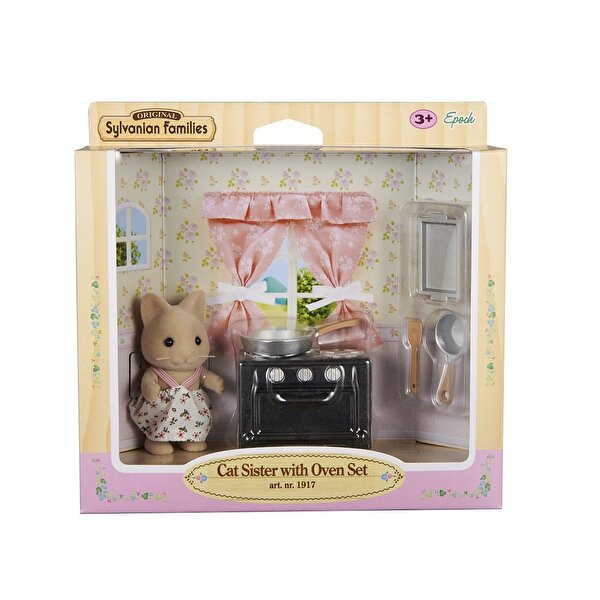 Sylvanian Families Cat Sister with Oven