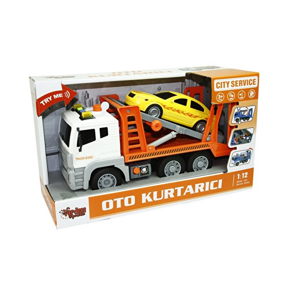 1:12 Ölçekli Sesli Işıklı Turuncu Oto Kurtarma Kamyonu