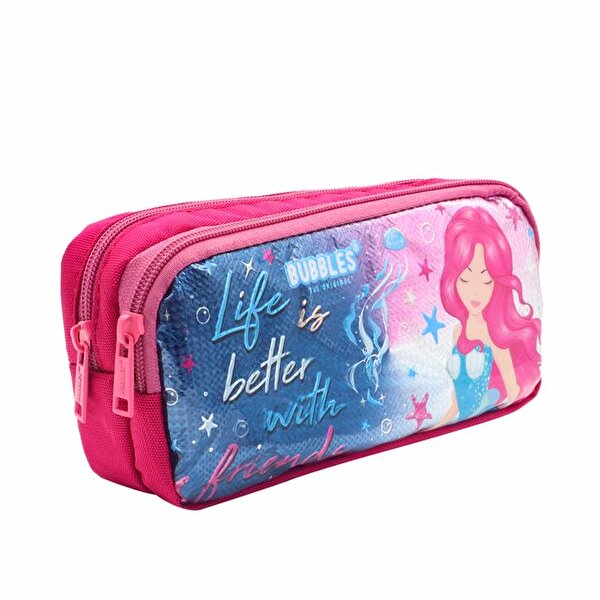 Bubbles Life Is Better With Friends Hologramlı Kalem Çantası