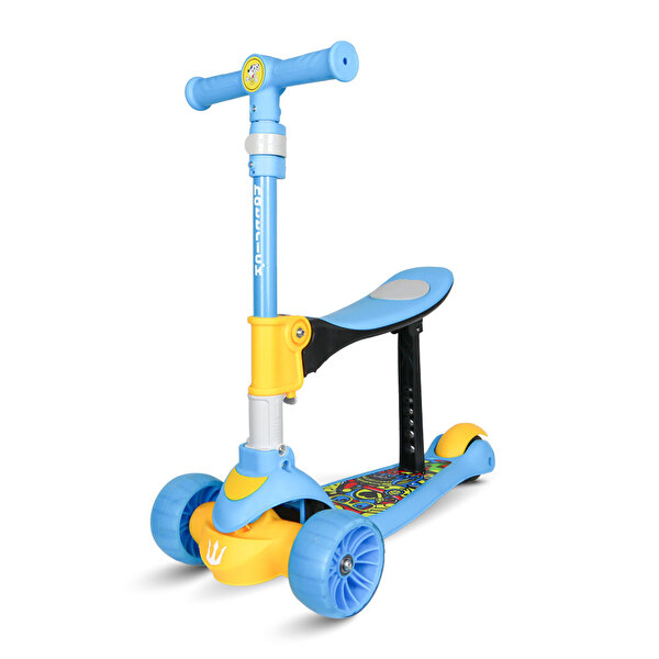 Hattrick Koltuklu Işıklı 3 Tekerlekli Mavi Scooter Scs140