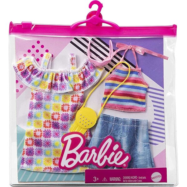 Barbie'nin Kıyafet Koleksiyonu İkili Paketler Renkli Çiçekli Elbise GRC91