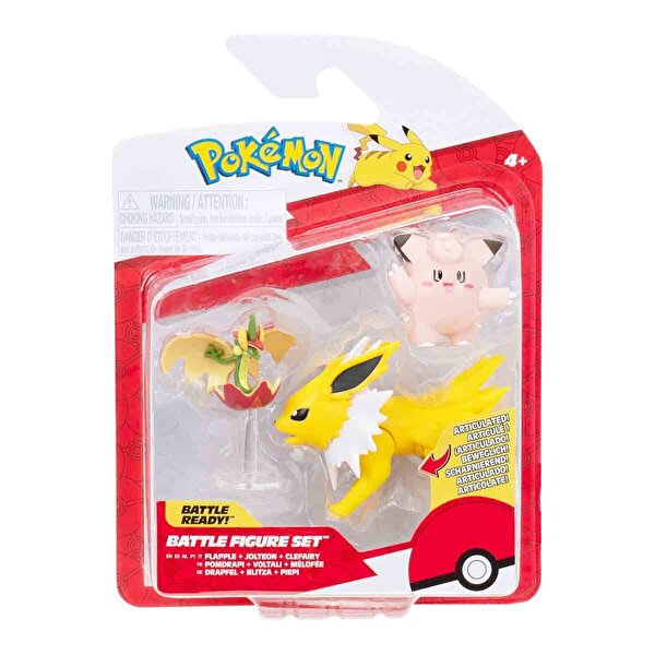 Pokemon Battle 3'lü Fi̇gür Seti̇ Flapple Jolteon Clefairy